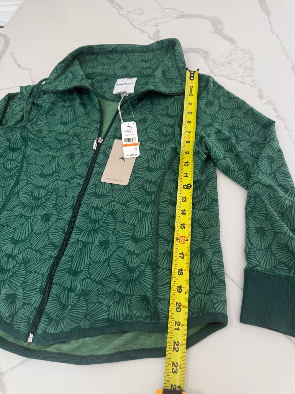 Tommy Bahama Shell We Dance Green Full-Zip Sweatshirt Sz S